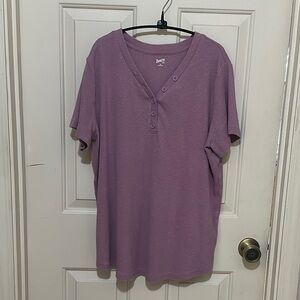 Duluth Trading Co. Purple Short Sleeve Henley Shirt